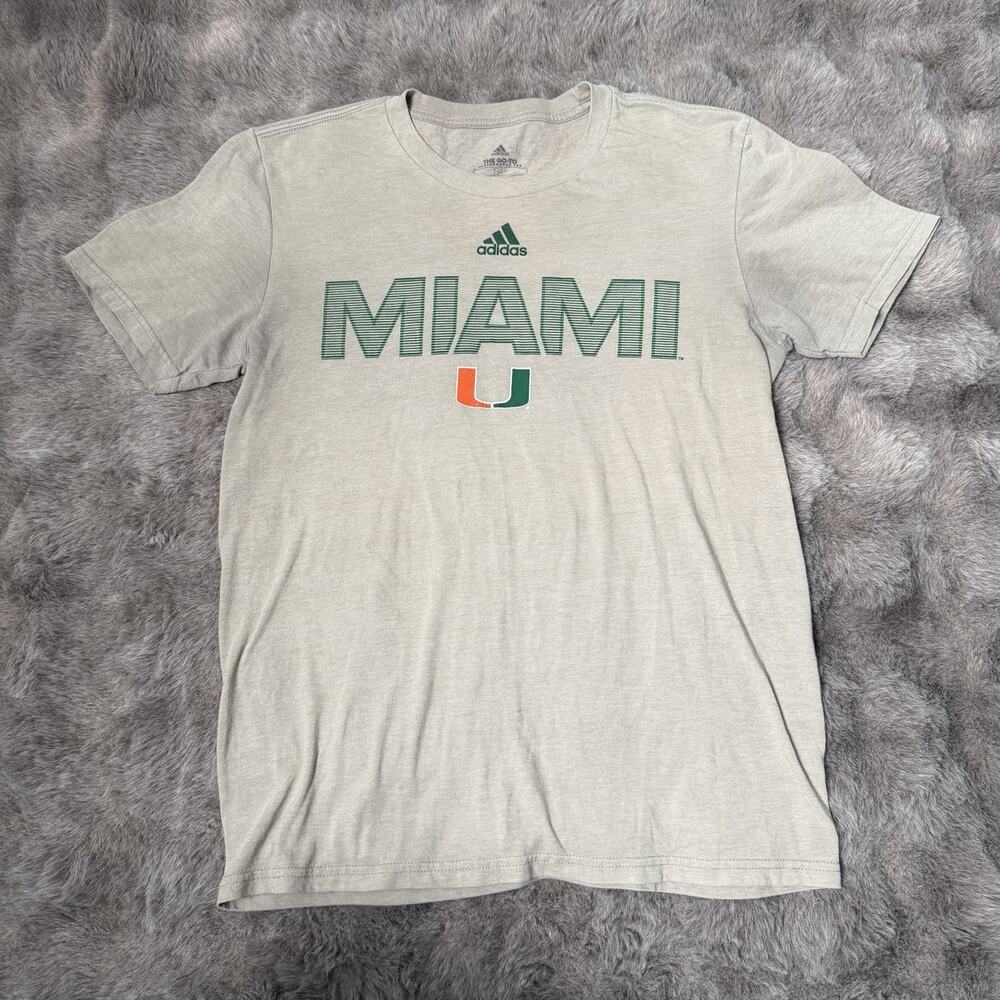 Adidas NCAA Miami Hurricanes Go-To Tee Gray Size Small